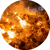 Bukit Mertajam, Penang/Malaysia - Aug 17 2019: Joss paper is burnt during hungry ghost festival.